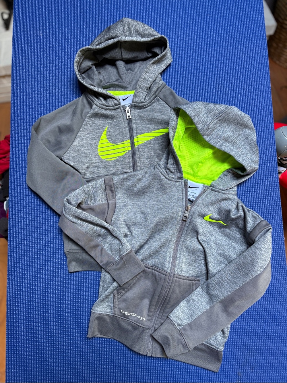TWO Nike Kids Gray Hoodie with Neon Green Swoosh
